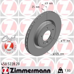 Disc frana ZIMMERMANN 450.5228.20 LAND ROVER RANGE ROVER SPORT II (L494) 2,996 cmc (PT306(AJ20P6) benzina/elector 360 ZIMMERMANN 450.5228.20