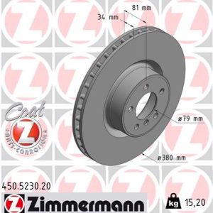 Disc frana ZIMMERMANN 450.5230.20 LAND ROVER RANGE ROVER III (L322) 4,999 cmc (508PN(AJ133) benzina 375 ZIMMERMANN 450.5230.20
