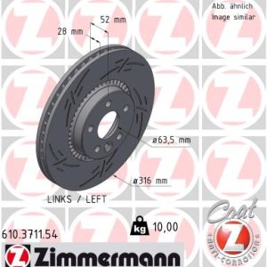 Disc frana ZIMMERMANN 610.3711.54 LAND ROVER FREELANDER 2 (L359) 3,192 cmc (B6324S(32PDPR) benzina 233 ZIMMERMANN 610.3711.54