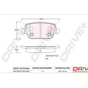 Set placute frana DRIVE DP1010.10.0168 LAND ROVER FREELANDER 2 (L359) 2,179 cmc (DW12BTED4, 224DT(DW12BTED4) diesel 150 DRIVE DP1010.10.0168