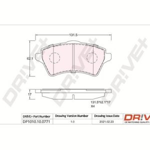 Set placute frana DRIVE DP1010.10.0771 LAND ROVER FREELANDER I (L314) 2,497 cmc (25 K4F) benzina 177 DRIVE DP1010.10.0771