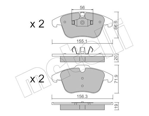 Set placute frana METELLI 22-0675-0 LAND ROVER RANGE ROVER EVOQUE (L538) 2,179 cmc (224DT(DW12BTED4) diesel 150 METELLI 22-0675-0