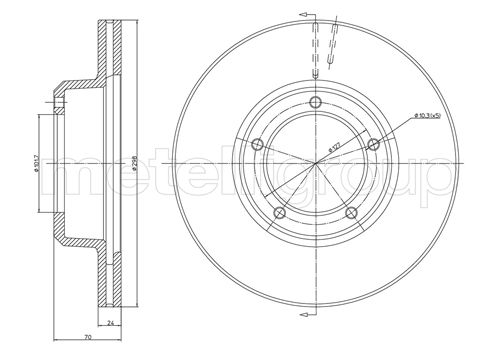 Disc frana METELLI 23-0237 LAND ROVER RANGE ROVER I 2,495 cmc (14 L, 21 L) diesel 113 METELLI 23-0237