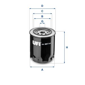 Filtru ulei UFI 23.297.00 LAND ROVER DEFENDER Cabrio (L316) 2,495 cmc (12 J) diesel 69 UFI 23.297.00