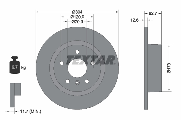 Disc frana TEXTAR 92095203 LAND ROVER DISCOVERY II (L318) 3,947 cmc (35 D, 56 D, 94 D) benzina 185 TEXTAR 92095203