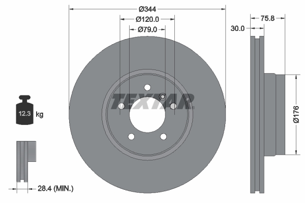 Disc frana TEXTAR 92134400 LAND ROVER RANGE ROVER III (L322) 4,398 cmc (M62 B44) benzina 286 TEXTAR 92134400