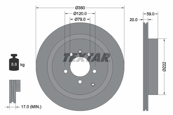 Disc frana TEXTAR 92147703 LAND ROVER RANGE ROVER SPORT I (L320) 2,993 cmc (306DT(TDV6) diesel 249 TEXTAR 92147703