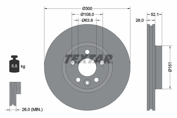Disc frana TEXTAR 92159205 LAND ROVER RANGE ROVER EVOQUE (L538) 1,999 cmc (204PT(GTDI) benzina 240 TEXTAR 92159205