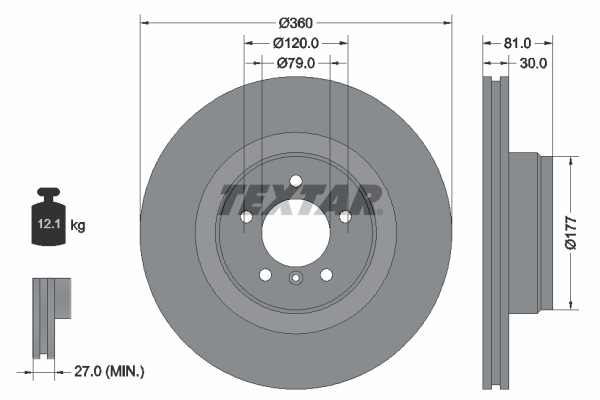 Disc frana TEXTAR 92178403 LAND ROVER RANGE ROVER III (L322) 4,197 cmc (428PS(AJV8) benzina 396 TEXTAR 92178403