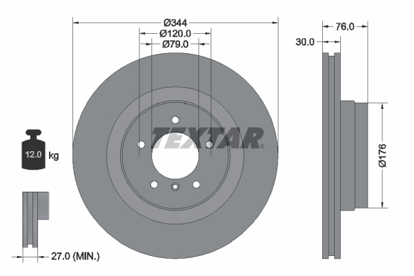 Disc frana TEXTAR 92185103 LAND ROVER RANGE ROVER III (L322) 2,926 cmc (306D1(M57D30) diesel 177 TEXTAR 92185103