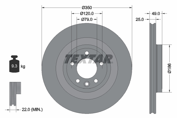 Disc frana TEXTAR 92278403 LAND ROVER RANGE ROVER IV (L405) 5,000 cmc (508PS(AJ133) benzina 525 TEXTAR 92278403