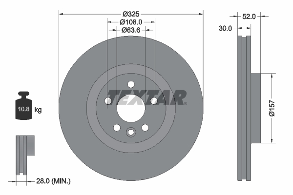 Disc frana TEXTAR 92278605 LAND ROVER RANGE ROVER EVOQUE Cabriolet (L538) 1,999 cmc (204DTD(AJ20D4) diesel 150 TEXTAR 92278605