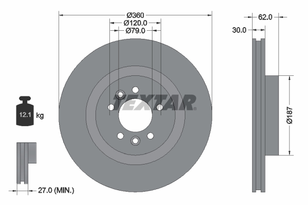 Disc frana TEXTAR 92283205 LAND ROVER DISCOVERY V (L462) 2,997 cmc (DT306(AJ20D6) Diesel/electro 249 TEXTAR 92283205