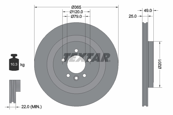 Disc frana TEXTAR 92293003 LAND ROVER DISCOVERY V (L462) 1,999 cmc (204DTD(AJ20D4) diesel 180 TEXTAR 92293003