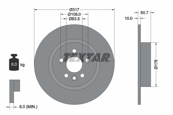Disc frana TEXTAR 92300403 LAND ROVER RANGE ROVER EVOQUE (L538) 1,997 cmc (PT204(AJ20P4) benzina 241 TEXTAR 92300403