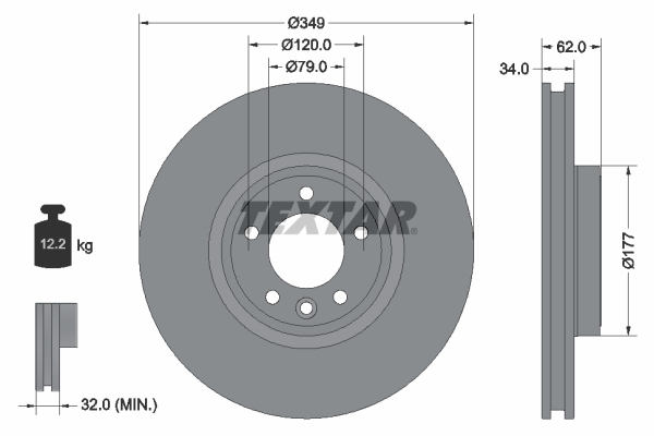 Disc frana TEXTAR 92307605 LAND ROVER DISCOVERY V (L462) 1,999 cmc (204DTD(AJ20D4) diesel 180 TEXTAR 92307605