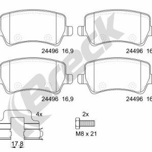 Set placute frana BRECK 24496 00 702 00 LAND ROVER FREELANDER 2 (L359) 2,179 cmc (224DT(DW12BTED4) diesel 190 BRECK 24496 00 702 00