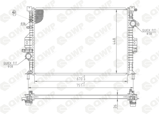 Radiator racire motor QWP WRA212 LAND ROVER FREELANDER 2 (L359) 2,179 cmc (224DT(DW12BTED4) diesel 152 QWP WRA212