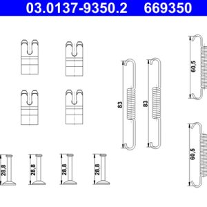 Set accesorii saboti frana parcare ATE 03.0137-9350.2 LAND ROVER FREELANDER 2 (L359) 2,179 cmc (DW12BTED4, 224DT(DW12BTED4) diesel 160 ATE 03.0137-9350.2