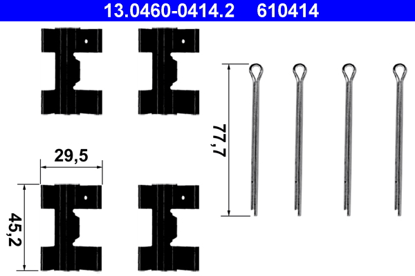 Set accesorii placute frana ATE 13.0460-0414.2 LAND ROVER RANGE ROVER I 2,393 cmc (11 A) diesel 106 ATE 13.0460-0414.2