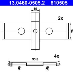 Set accesorii placute frana ATE 13.0460-0505.2 LAND ROVER RANGE ROVER SPORT I (L320) 2,720 cmc (276DT(TDV6) diesel 190 ATE 13.0460-0505.2