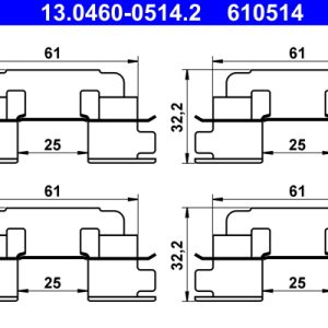 Set accesorii placute frana ATE 13.0460-0514.2 LAND ROVER FREELANDER I (L314) 2,497 cmc (25 K4F) benzina 177 ATE 13.0460-0514.2