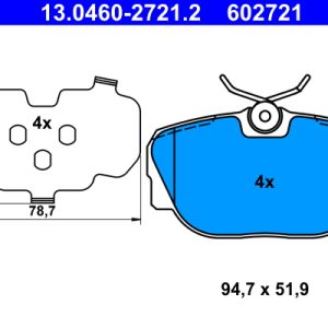 Set placute frana ATE 13.0460-2721.2 LAND ROVER RANGE ROVER II (P38A) 3,947 cmc (42 D) benzina 185 ATE 13.0460-2721.2