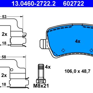 Set placute frana ATE 13.0460-2722.2 LAND ROVER RANGE ROVER EVOQUE VAN (L538) 2,179 cmc (224DT(DW12BTED4) diesel 150 ATE 13.0460-2722.2