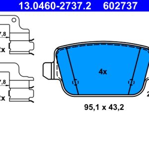 Set placute frana ATE 13.0460-2737.2 LAND ROVER FREELANDER 2 (L359) 2,179 cmc (DW12BTED4, 224DT(DW12BTED4) diesel 150 ATE 13.0460-2737.2