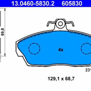 Set placute frana ATE 13.0460-5830.2 LAND ROVER FREELANDER I (L314) 1,994 cmc (20 T2N) diesel 98 ATE 13.0460-5830.2