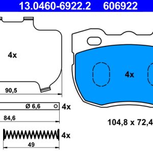 Set placute frana ATE 13.0460-6922.2 LAND ROVER DEFENDER Cabrio (L316) 2,495 cmc (12 J) diesel 69 ATE 13.0460-6922.2