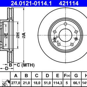 Disc frana ATE 24.0121-0114.1 LAND ROVER FREELANDER I Soft Top (L314) 1,951 cmc (204D3(M47D20) diesel 112 ATE 24.0121-0114.1