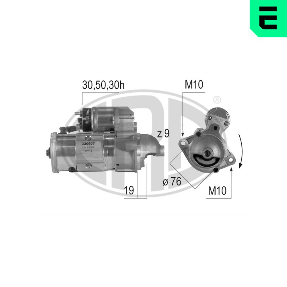 Electromotor ERA 220607A LAND ROVER RANGE ROVER III (L322) 2,926 cmc (306D1(M57D30) diesel 177 ERA 220607A