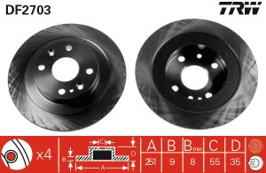 Disc frana MAZDA 323 S IV (BG) 1.7 D (BG7P) diesel 56 cai TRW DF2703