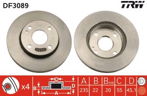 Disc frana MAZDA 323 P V (BA) 1.5 16V benzina 88 cai TRW DF3089