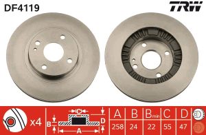 Disc frana MAZDA 323 F VI hatchback (BJ) 1.8 Astina (BJ10P) benzina 125 cai TRW DF4119