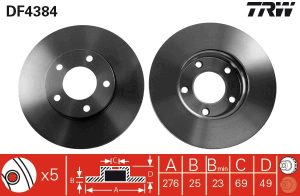 Disc frana MAZDA 3 (BL) 1.6 MZR (BL14) benzina 105 cai TRW DF4384