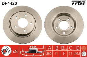 Disc frana MAZDA 3 limuzina (BL) 2.2 MZR CD (BL10) diesel 150 cai TRW DF4420