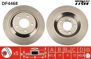 Disc frana MAZDA 5 (CW) 1.8 MZR benzina 116 cai TRW DF4468