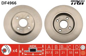 Disc frana MAZDA 2 (DE_, DH_) 1.5 MZR (DE5FS) benzina 102 cai TRW DF4966