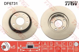Disc frana MAZDA 3 (BM, BN) 1.5 D (BMLFS, BM4, BN4) diesel 105 cai TRW DF6731