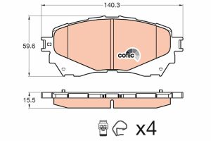 Placute frana MAZDA 6 limuzina (GJ, GL) 2.5 (GJ5FP, GL1032, GL1033) benzina 192 cai TRW GDB3580