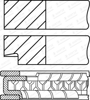 Set segmenti piston MAZDA 323 II Hatchback (BD) 1.5 (BD69) benzina 72 cai GOETZE ENGINE 08-283900-10