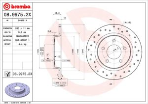 Disc frana MAZDA 3 (BK) 2.3 DiSi Turbo MPS (BK3P) benzina 250 cai BREMBO 08.9975.2X
