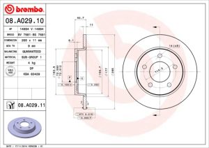 Disc frana MAZDA 3 (BL) 1.6 MZR (BL14) benzina 105 cai BREMBO 08.A029.11