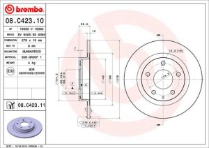 Disc frana MAZDA 6 caroserie inchisa/combi (GJ) 2.2 D diesel 175 cai BREMBO 08.C423.11