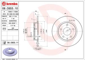 Disc frana MAZDA 3 hatchback (BP) 2.0 SKYACTIV-G (BP5H, BP6H) benzina 150 cai BREMBO 08.C653.11