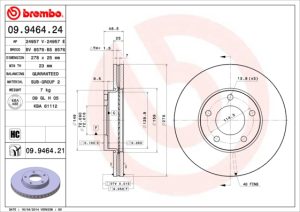 Disc frana MAZDA 3 limuzina (BL) 2.2 MZR CD (BL10) diesel 150 cai BREMBO 09.9464.21