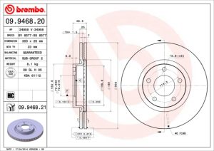 Disc frana MAZDA 3 limuzina (BL) 2.2 MZR CD (BL10) diesel 150 cai BREMBO 09.9468.21