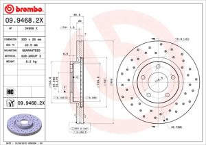 Disc frana MAZDA 3 limuzina (BL) 2.2 MZR CD (BL10) diesel 150 cai BREMBO 09.9468.2X